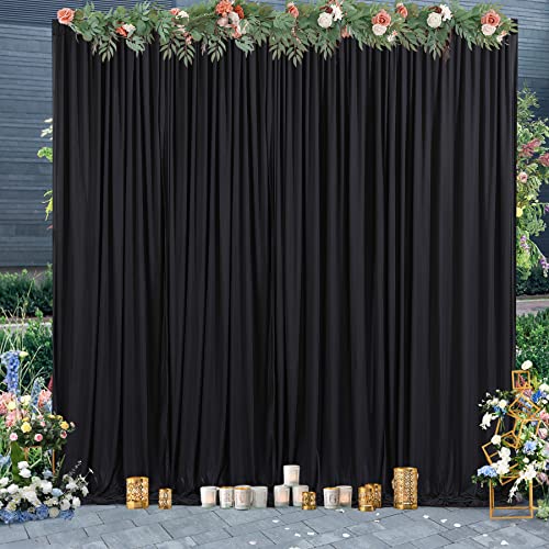 Black Backdrop Curtains for Parties, 8ft x 10ft Polyester Photography Backdrop Drapes for Birthday Baby Shower Wedding Decorations