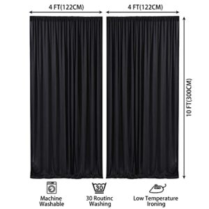 Black Backdrop Curtains for Parties, 8ft x 10ft Polyester Photography Backdrop Drapes for Birthday Baby Shower Wedding Decorations