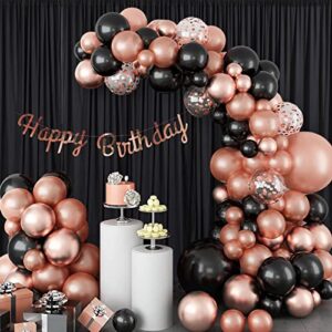 Black Backdrop Curtains for Parties, 8ft x 10ft Polyester Photography Backdrop Drapes for Birthday Baby Shower Wedding Decorations