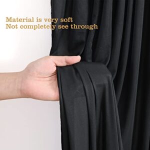 Black Backdrop Curtains for Parties, 8ft x 10ft Polyester Photography Backdrop Drapes for Birthday Baby Shower Wedding Decorations