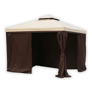 sunshine outdoor replacement gazebo curtains 4 panels with zipper for garden patio yard (10'x10', coffee)(curtains only)