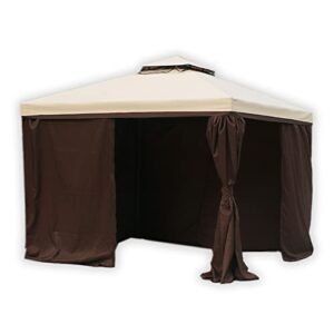 Sunshine Outdoor Replacement Gazebo Curtains 4 Panels with Zipper for Garden Patio Yard (10'x10', Coffee)(Curtains Only)