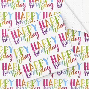 happy birthday wrapping paper for kids girls boys women men, gradient rainbow color birthday gift wrap paper, wrapping paper birthday 6 sheets folded flat 20x28 inches per sheet