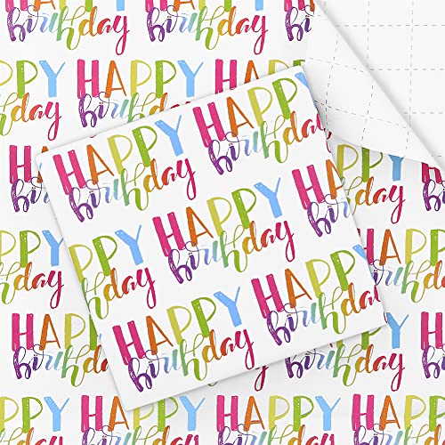 Happy Birthday Wrapping Paper For Kids Girls Boys Women Men, Gradient Rainbow Color Birthday Gift Wrap Paper, Wrapping Paper Birthday 6 Sheets Folded Flat 20x28 inches per sheet