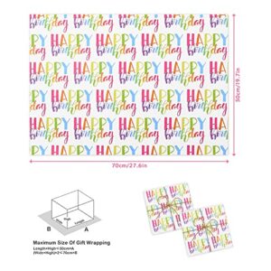 Happy Birthday Wrapping Paper For Kids Girls Boys Women Men, Gradient Rainbow Color Birthday Gift Wrap Paper, Wrapping Paper Birthday 6 Sheets Folded Flat 20x28 inches per sheet