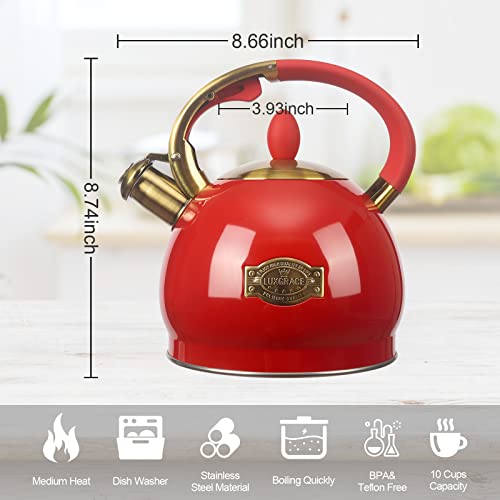 3Quart Whistling Tea Kettle Classic Teapot Stainless Steel Teakettle with Cool Grip for Stovetop