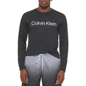 calvin klein men's standard light weight quick dry long sleeve 40+ upf protection, black, small