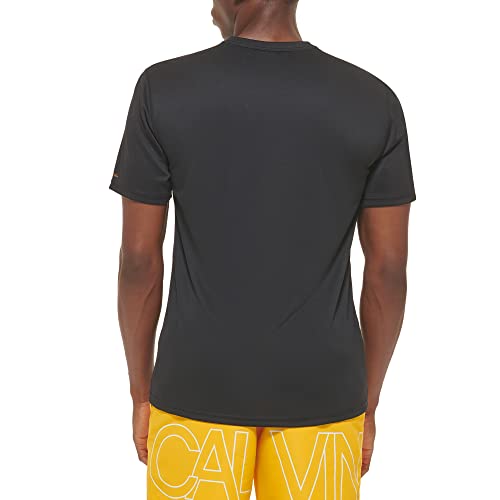 Calvin Klein Men's Standard Light Weight Quick Dry Short Sleeve 40+ UPF Protection, Black, Small