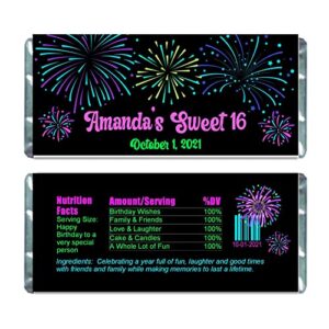 fireworks candy bar wrappers for chocolate bar, personalized birthday party favor, custom hershey bar labels, pack of 20