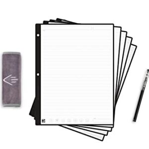 Rocketbook Smart Filler Paper Starter Pack | Lined Wide Ruled Reusable Notebook, (8.5" x 11"), Scannable Binder Paper - Write, Erase, Reuse, 18 Leaf Sheets, 1 Pilot Frixion Pen, and 1 Microfiber Cloth