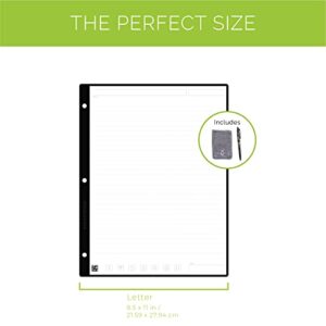 Rocketbook Smart Filler Paper Starter Pack | Lined Wide Ruled Reusable Notebook, (8.5" x 11"), Scannable Binder Paper - Write, Erase, Reuse, 18 Leaf Sheets, 1 Pilot Frixion Pen, and 1 Microfiber Cloth