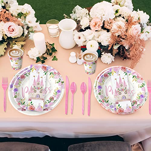 HIPVVILD Princess Party Decorations Tableware - Princess Birthday Party Supplies Include Dinner Plates, Dessert Plates, Cups, Napkins, for Princess Birthday Baby Shower Party Decorations | Serve 24