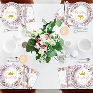 HIPVVILD Princess Party Decorations Tableware - Princess Birthday Party Supplies Include Dinner Plates, Dessert Plates, Cups, Napkins, for Princess Birthday Baby Shower Party Decorations | Serve 24