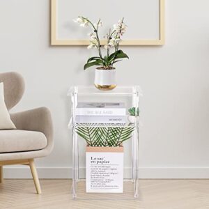 HMYHUM Clear Acrylic Side Table, 3-Tier End Table for Living Room, Small Bedside Table/Nightstand for Bedroom, Home Accent Table, Frame Design, 15.7" L x 11.8" W x 23.2" H