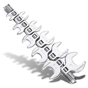workpro 3/8" drive crowfoot wrench set, 10-piece sae crowfoot wrench with clip-on organizer, 3/8”-1”, great for automotive repair work hard-to-reach areas