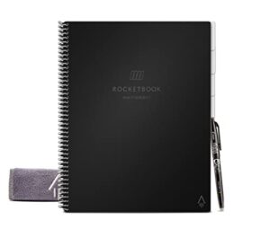 rocketbook multi-subject smart scannable notebook with dividers | lined reusable notebook with 1 pilot frixion pen & 1 microfiber cloth | infinity black, letter size (8.5" x 11")