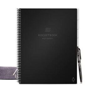 Rocketbook Multi-Subject Smart Scannable Notebook with Dividers | Lined Reusable Notebook with 1 Pilot Frixion Pen & 1 Microfiber Cloth | Infinity Black, Letter Size (8.5" x 11")