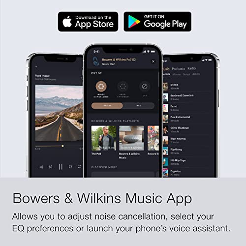 Bowers & Wilkins Px7 S2 Over-Ear Headphones (2022 Model) - All-New Advanced Noise Cancellation, Works with B&W Android/iOS Music App, Slim & Lightweight, 7-Hour Playback on 15-Min Quick Charge, Black