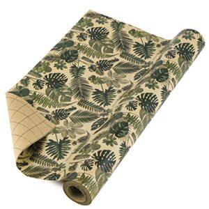 ruspepa kraft wrapping paper roll - tropical plants design great for birthday, party, baby shower - 17 inches x 32.8 feet
