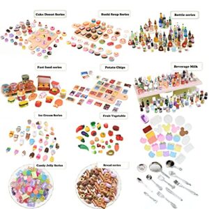 Bargain House 150 Pcs Miniatures Food Drinks Bottles Doll Accessories 1:12 Playset Pretend Play Kitchen Game Party Toys Mini Things Stuff Tiny Baking Landscape Micro Mart, Multicolor