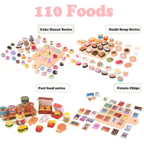 Bargain House 150 Pcs Miniatures Food Drinks Bottles Doll Accessories 1:12 Playset Pretend Play Kitchen Game Party Toys Mini Things Stuff Tiny Baking Landscape Micro Mart, Multicolor