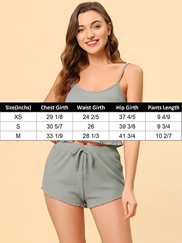 cheibear Womens Lounge Pajamas 2023 Summer Cami Tops with Shorts Sleepwear Knit Camisole PJ Sets X-Small Grey