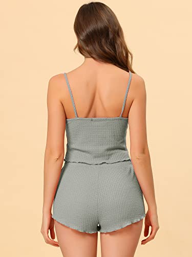 cheibear Womens Lounge Pajamas 2023 Summer Cami Tops with Shorts Sleepwear Knit Camisole PJ Sets X-Small Grey