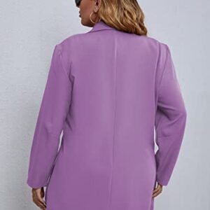 WDIRARA Women's Plus Size Button Front Long Sleeve Blazer Work Office Jacket Purple 4XL