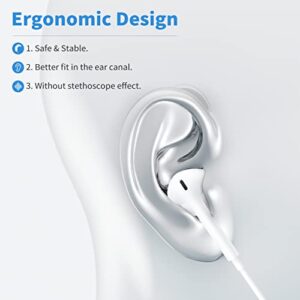 Earphones USB C Headphones,Type C Wired in-Ear Earbuds with Microphone and Volume Control Earbuds Compatible with huaweis P30/Pro/samsungs S20 S21 Googles Pixel 3/4/5/4XL/one Plus/one Plus 6t