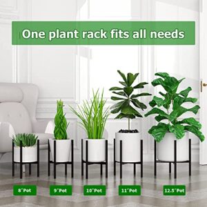 EKNITEY Adjustable Plant Pot Stand: Indoor Outdoor Modern Flower Holder Metal Plant Rack Organizer Planter Stand for Garden Patio Corner Bathroom Living Room Balcony Home Office (Black)