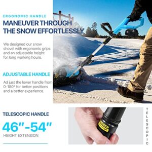 AlphaWorks Snow Thrower Power Shovel 4Ah DC 20V Upgraded Design, Cordless Rechargeable Handheld, Lightweight 10" in. Width 5" in. Depth, 25' ft Throwing Distance, 300 lbs per Min