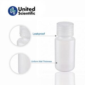 United Scientific™ BNM090-PK6 Leakproof 3oz (90mL) Travel Bottle | HDPE bottle with lined Polypropylene lid | TSA Approved | Pack of 6 Bottles