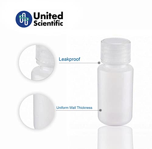 United Scientific™ BNM090-PK6 Leakproof 3oz (90mL) Travel Bottle | HDPE bottle with lined Polypropylene lid | TSA Approved | Pack of 6 Bottles