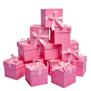 gp sup 6”×6”×6”pink gift boxes with lids,12 pcs beautiful squared boxes with ribbon perfect for weddings,christmas, birthday,valentines day