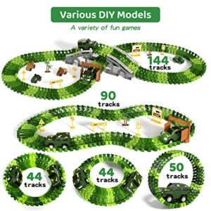 iHaHa Dinosaur Toys Race Car Track, Dinosaur Race Track for Kids Toddler Boys Toys 1-3 3-5, 6 PCS Dino Car, 2 Dino and Flexible Race Track Create A Dinosaur Road Toys Gifts for 3 4 5 6 Year Old Boys