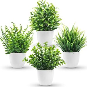 der rose 4 packs fake plants small artificial faux potted plants for living room home office farmhouse bathroom kitchen decor indoor