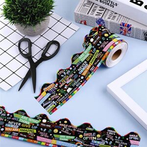 durony 65.6 Feet Inspirational Quota Bulletin Board Boarder Scalloped Border Trims for Back to School Decoration