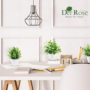 Der Rose Faux Plants Indoor, 4 Packs Small Fake Plants Mini Artificial Plants in Pots for Home Office Shelf Farmhouse Bathroom Decor