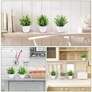 Der Rose Faux Plants Indoor, 4 Packs Small Fake Plants Mini Artificial Plants in Pots for Home Office Shelf Farmhouse Bathroom Decor