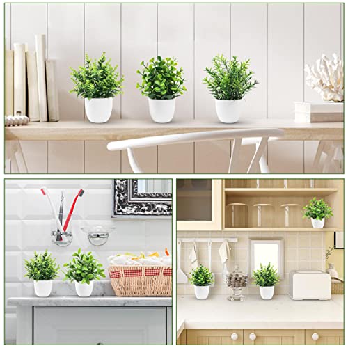 Der Rose Faux Plants Indoor, 4 Packs Small Fake Plants Mini Artificial Plants in Pots for Home Office Shelf Farmhouse Bathroom Decor
