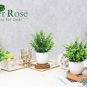 Der Rose Faux Plants Indoor, 4 Packs Small Fake Plants Mini Artificial Plants in Pots for Home Office Shelf Farmhouse Bathroom Decor