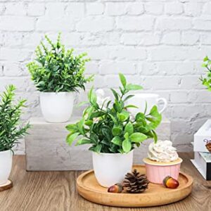 Der Rose Faux Plants Indoor, 4 Packs Small Fake Plants Mini Artificial Plants in Pots for Home Office Shelf Farmhouse Bathroom Decor