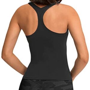 LASLULU Womens Summer Crop Tops Sexy Cropped Tank Top Sleeveless Muscle Tank Compression Exercise Gym Yoga Tops Summer Running Shirts Activewear(Black Medium)