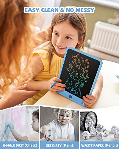 LCD Writing Tablet 10 Inch, Toys for 3 4 5 6 7 8 9 10 Year Old Boys Girls, Colorful Doodle Board Drawing Tablet, Gift for Boys Toddlers Age 3-12 Years, Memo Board, Drawing Pads with Lanyard(Navy)