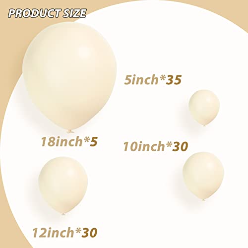 White Sand Balloon Garland Arch Kit 100 Pack 18/12/10/5 Inch Cream White Balloons Different Sizes Matte White Latex Party Balloon for Baby Shower Wedding Happy Birthday Party Decoration