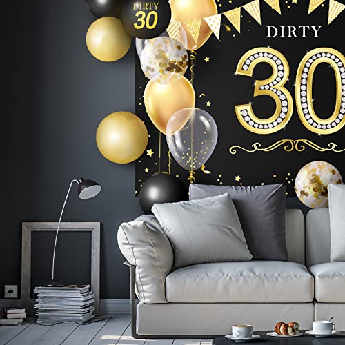 Dirty 30 Balloons Backdrop Set Decor - 30th Thirty Birthday Party Theme Banner Decorations For Women and Men Supplies