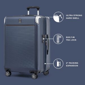 Travelpro Platinum Elite Hardside Expandable Spinner Wheel Luggage TSA Lock Hard Shell Polycarbonate Suitcase, Dark Sky Blue, Checked Large 28-Inch