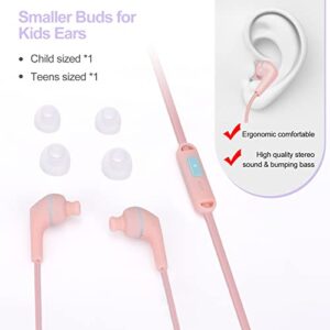QearFun Cat Earbuds for Kids, Kawakii Wired Earbud & in-Ear Headphones Gift for School Girls and Boys with Microphone and Lovely Earphones Storage Case(Pink)