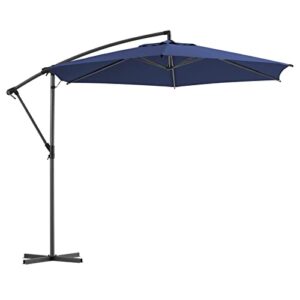 gardesol 10ft umbrella outdoor patio, cantilever umbrella with sturdy ribs, fade resistant, uv protection, outdoor offset umbrella for deck, poolside, porch, backyard, navy blue