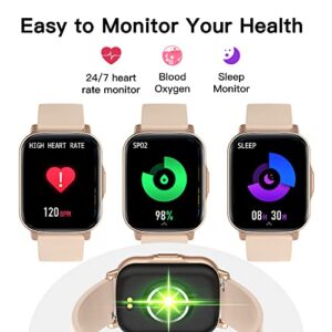 Bemtava Smart Watch, Smartwatch for iPhone Android Phones with Call Message Reminder, 1.7 inch DIY Watch Face Fitness Tracker with Heart Rate/Sleep Monitor, GPS Sports Tracking for Women Men Kids